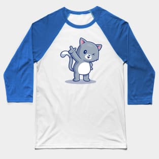 Cute Cat Pointing Baseball T-Shirt